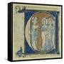 Historiated Initial 'E' Depicting Jesus Christ and the Apostles, C.1320-30 (Vellum)-French-Framed Stretched Canvas