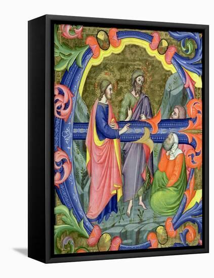 Historiated Initial "E" Depicting St. John the Baptist-Don Simone Camaldolese-Framed Stretched Canvas