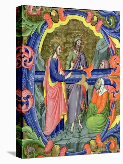 Historiated Initial "E" Depicting St. John the Baptist-Don Simone Camaldolese-Stretched Canvas