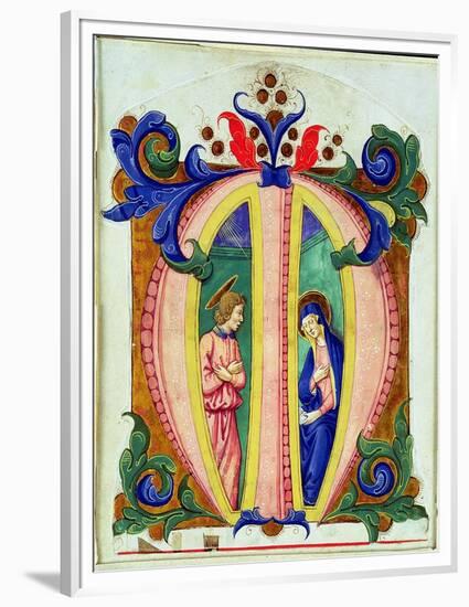 Historiated Initial 'M' Depicting the Annunciation (Vellum)-Antonio di Niccolo di Lorenzo-Framed Premium Giclee Print