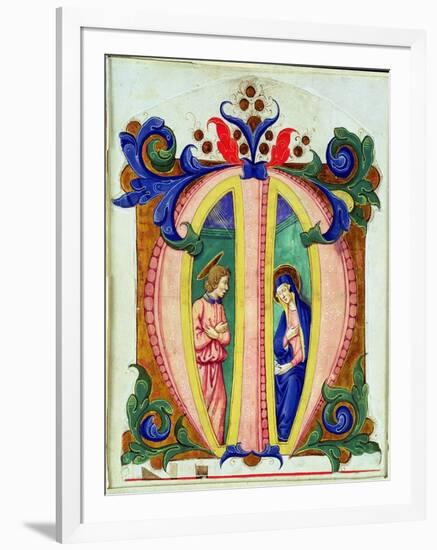 Historiated Initial 'M' Depicting the Annunciation (Vellum)-Antonio di Niccolo di Lorenzo-Framed Giclee Print