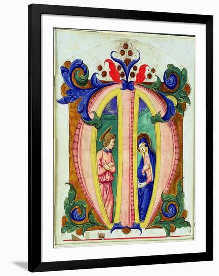 Historiated Initial 'M' Depicting the Annunciation (Vellum)-Antonio di Niccolo di Lorenzo-Framed Giclee Print