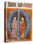 Historiated Initial 'M' with Saints Peter and Paul-German-Stretched Canvas