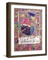 Historiated Initial 'Q', Depicting Christ Holding the Cross of St. Benedict and Benedictine Monks-Italian-Framed Giclee Print