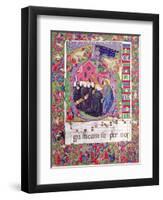 Historiated Initial 'Q', Depicting Christ Holding the Cross of St. Benedict and Benedictine Monks-Italian-Framed Giclee Print