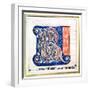 Historiated Initial "R" Depicting an Interlacing Pattern with Fantastical Animals-null-Framed Giclee Print