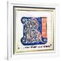 Historiated Initial "R" Depicting an Interlacing Pattern with Fantastical Animals-null-Framed Giclee Print