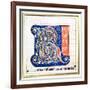 Historiated Initial "R" Depicting an Interlacing Pattern with Fantastical Animals-null-Framed Giclee Print