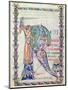 Historiated Initial "R" of a Knight Fighting a Dragon, Burgundian School from "Moralia in Job"-null-Mounted Giclee Print