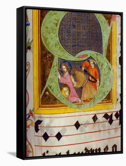 Historiated Initial 'S' with the Decollation of Saint John the Baptist-German-Framed Stretched Canvas