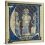 Historiated Initial 'U' Depicting a Christ in Majesty, C.1320-30 (Vellum)-French-Stretched Canvas