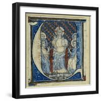 Historiated Initial 'U' Depicting a Christ in Majesty, C.1320-30 (Vellum)-French-Framed Premium Giclee Print