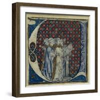 Historiated Initial 'U' Depicting Monks Singing, C.1320-30 (Vellum)-French-Framed Giclee Print