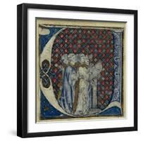 Historiated Initial 'U' Depicting Monks Singing, C.1320-30 (Vellum)-French-Framed Giclee Print