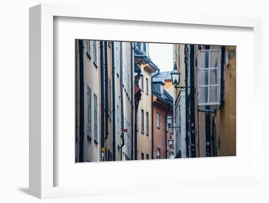 Historic and colorful buildings in Hell's Alley, Gamla Stan, Stockholm, Sweden, Scandinavia, Europe-Jon Reaves-Framed Photographic Print