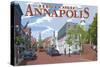 Historic Annapolis, Maryland Street View-Lantern Press-Stretched Canvas