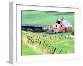 Historic Barn in Wallowa County, Oregon, USA-William Sutton-Framed Premium Photographic Print