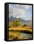 Historic Barn, Mormon Row and Teton Mountain Range, Grand Teton National Park, Wyoming, USA-Michele Falzone-Framed Stretched Canvas