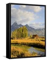 Historic Barn, Mormon Row and Teton Mountain Range, Grand Teton National Park, Wyoming, USA-Michele Falzone-Framed Stretched Canvas