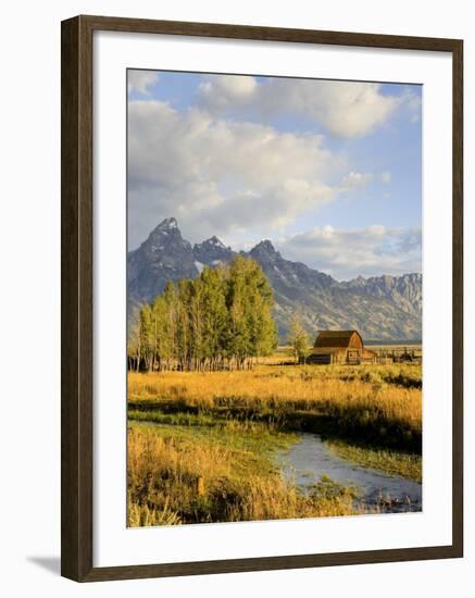 Historic Barn, Mormon Row and Teton Mountain Range, Grand Teton National Park, Wyoming, USA-Michele Falzone-Framed Photographic Print