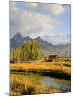 Historic Barn, Mormon Row and Teton Mountain Range, Grand Teton National Park, Wyoming, USA-Michele Falzone-Mounted Photographic Print