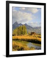 Historic Barn, Mormon Row and Teton Mountain Range, Grand Teton National Park, Wyoming, USA-Michele Falzone-Framed Photographic Print