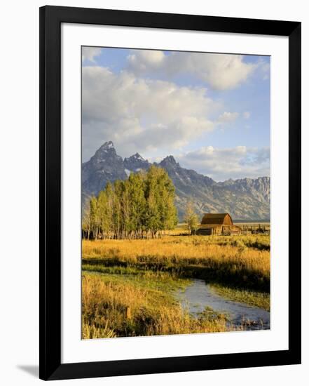 Historic Barn, Mormon Row and Teton Mountain Range, Grand Teton National Park, Wyoming, USA-Michele Falzone-Framed Photographic Print