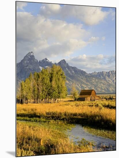 Historic Barn, Mormon Row and Teton Mountain Range, Grand Teton National Park, Wyoming, USA-Michele Falzone-Mounted Photographic Print