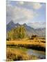 Historic Barn, Mormon Row and Teton Mountain Range, Grand Teton National Park, Wyoming, USA-Michele Falzone-Mounted Photographic Print