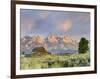 Historic Barn, Mormon Row and Teton Mountain Range, Grand Teton National Park, Wyoming, USA-Michele Falzone-Framed Photographic Print