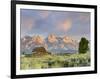 Historic Barn, Mormon Row and Teton Mountain Range, Grand Teton National Park, Wyoming, USA-Michele Falzone-Framed Photographic Print