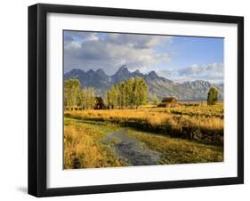 Historic Barn, Mormon Row and Teton Mountain Range, Grand Teton National Park, Wyoming, USA-Michele Falzone-Framed Photographic Print