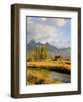 Historic Barn, Mormon Row and Teton Mountain Range, Grand Teton National Park, Wyoming, USA-Michele Falzone-Framed Photographic Print