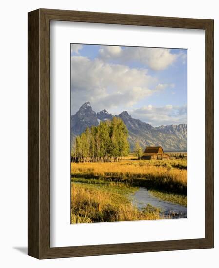 Historic Barn, Mormon Row and Teton Mountain Range, Grand Teton National Park, Wyoming, USA-Michele Falzone-Framed Photographic Print