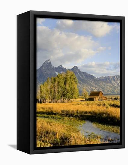 Historic Barn, Mormon Row and Teton Mountain Range, Grand Teton National Park, Wyoming, USA-Michele Falzone-Framed Stretched Canvas