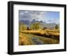 Historic Barn, Mormon Row and Teton Mountain Range, Grand Teton National Park, Wyoming, USA-Michele Falzone-Framed Photographic Print