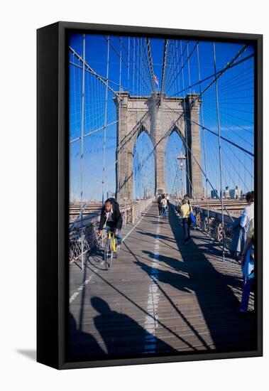 Historic Brooklyn Bridge, New York City, New York-null-Framed Stretched Canvas