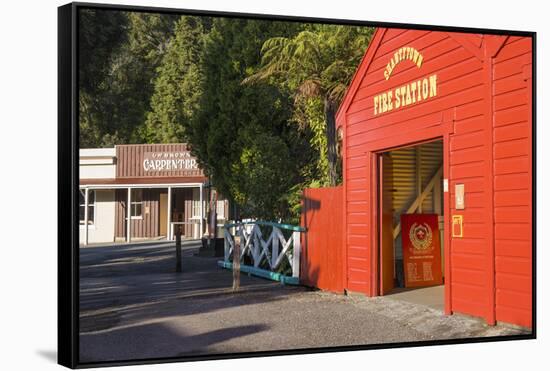 Historic building evoking the west coast's gold-mining past, Shantytown, Greymouth, Grey district, -Ruth Tomlinson-Framed Stretched Canvas