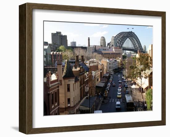 Historic Buildings and Sydney Harbor Bridge, The Rocks, Australia-David Wall-Framed Premium Photographic Print