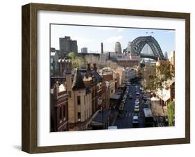 Historic Buildings and Sydney Harbor Bridge, The Rocks, Australia-David Wall-Framed Premium Photographic Print