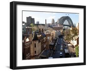 Historic Buildings and Sydney Harbor Bridge, The Rocks, Australia-David Wall-Framed Premium Photographic Print