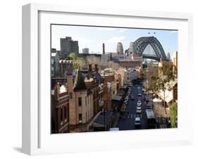 Historic Buildings and Sydney Harbor Bridge, The Rocks, Australia-David Wall-Framed Premium Photographic Print