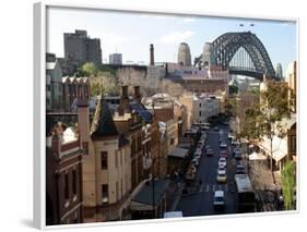 Historic Buildings and Sydney Harbor Bridge, The Rocks, Australia-David Wall-Framed Photographic Print