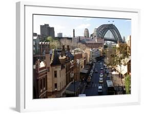 Historic Buildings and Sydney Harbor Bridge, The Rocks, Australia-David Wall-Framed Photographic Print