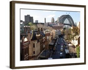 Historic Buildings and Sydney Harbor Bridge, The Rocks, Australia-David Wall-Framed Photographic Print