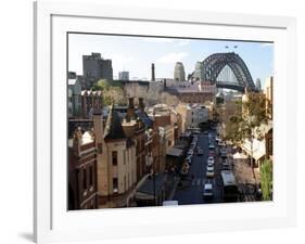 Historic Buildings and Sydney Harbor Bridge, The Rocks, Australia-David Wall-Framed Photographic Print