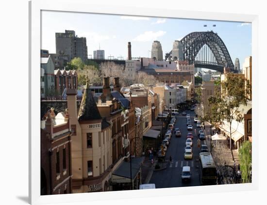 Historic Buildings and Sydney Harbor Bridge, The Rocks, Australia-David Wall-Framed Photographic Print