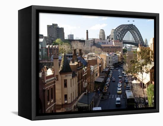 Historic Buildings and Sydney Harbor Bridge, The Rocks, Australia-David Wall-Framed Stretched Canvas