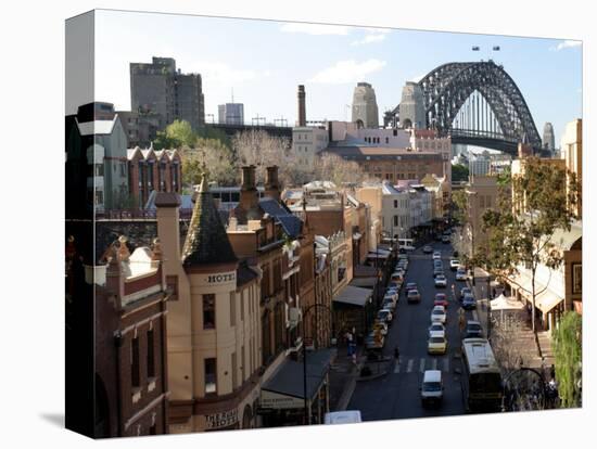 Historic Buildings and Sydney Harbor Bridge, The Rocks, Australia-David Wall-Stretched Canvas