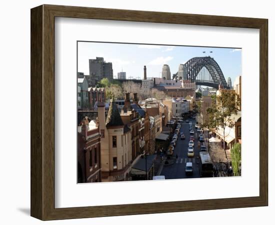 Historic Buildings and Sydney Harbor Bridge, The Rocks, Australia-David Wall-Framed Photographic Print